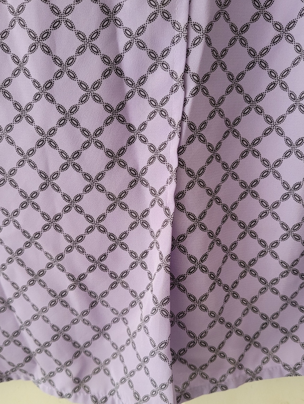 Croft & Barrow Y2K Retro Blouse Lavender Geometric Chain Button Short Sleeve M - Picture 6 of 7